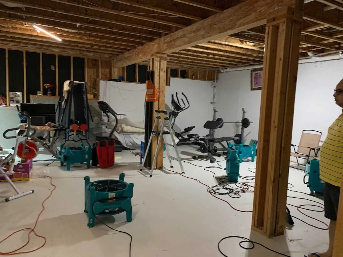 Basement drying equipment setup for Structural Drying in Stayton
